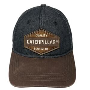 MPC Baseball Cap Blue Brown OSFM Denim Caterpillar Equipment Logo Hat Adjustable